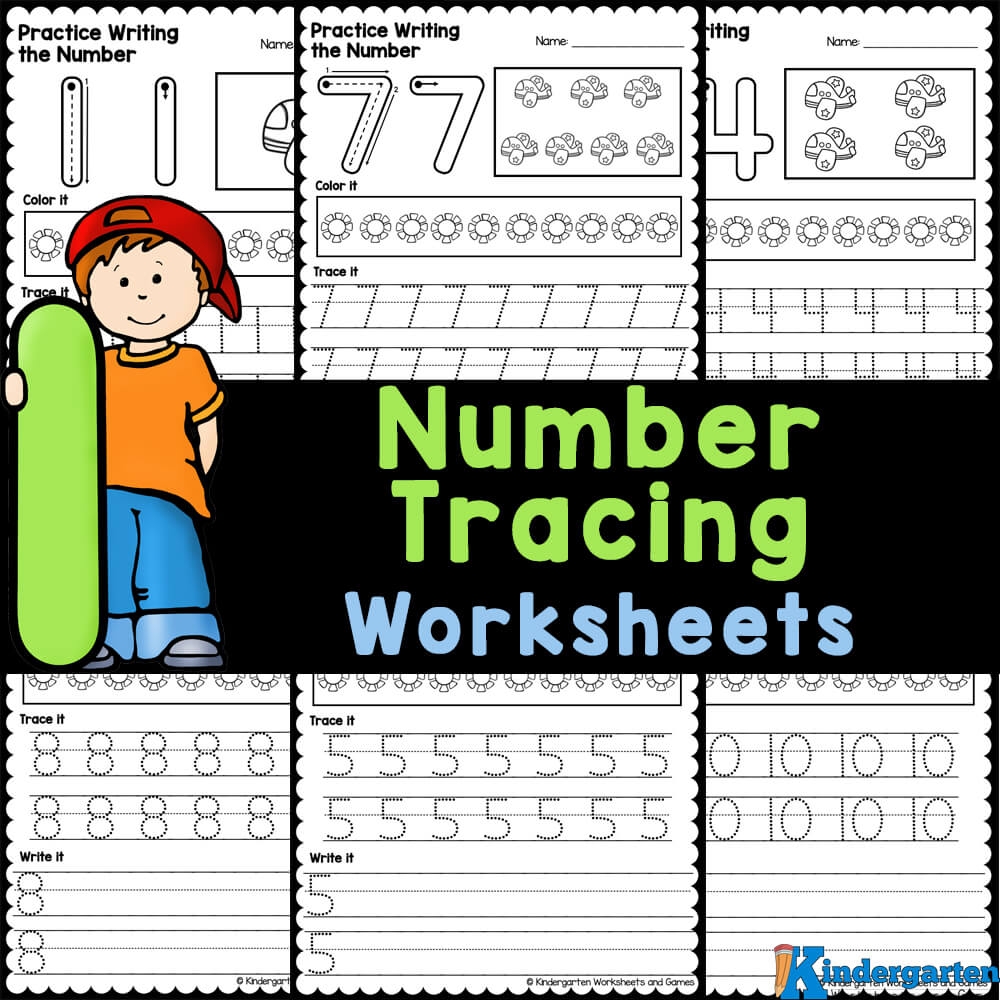  Number Tracing Worksheets For Kindergarten