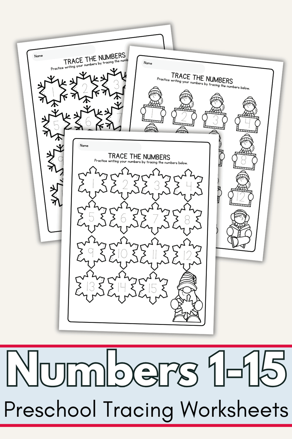 Number Tracing Worksheets For Preschool Practice Numbers 1 15
