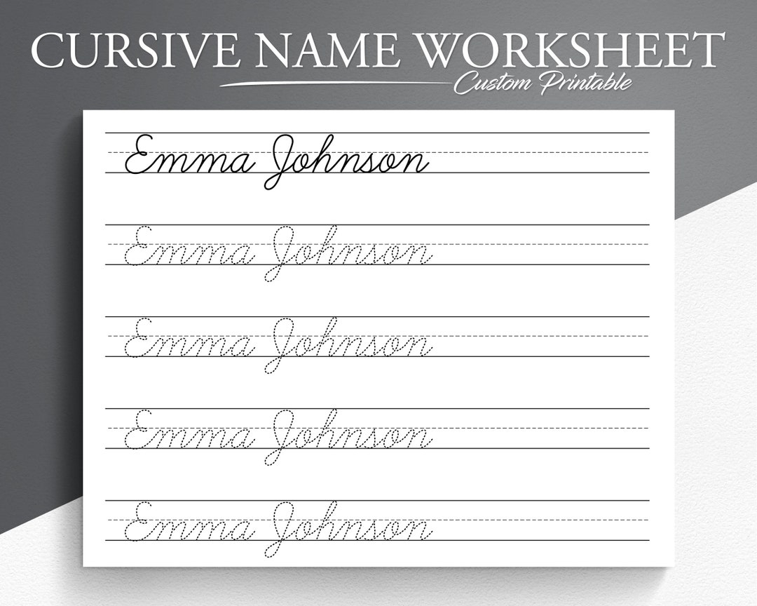 Personalized Cursive Name Tracing Sheet Cursive Name Writing Cursive Name Worksheet Learn To Write Cursive Cursive Handwriting Practice Etsy