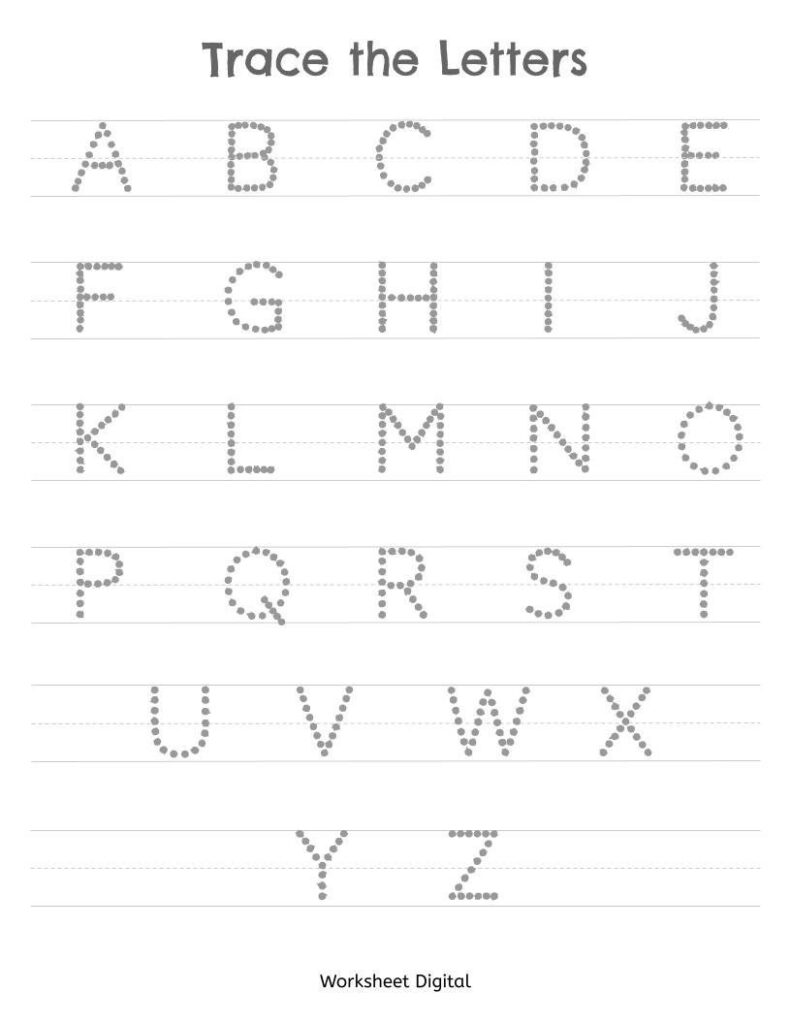 Printable Worksheets Trace The Letters Uppercase A Z Preschool 