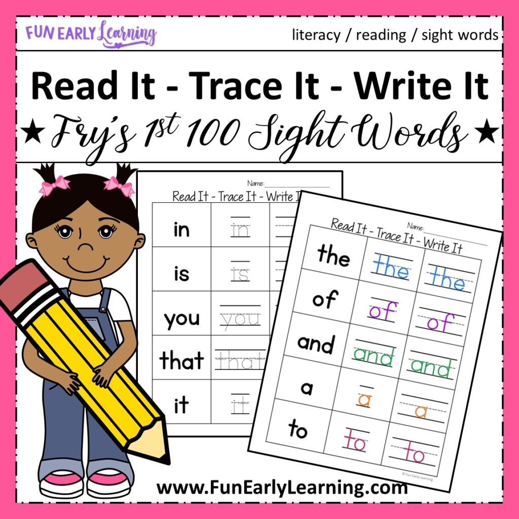Free Printable Tracing Sight Words Worksheet