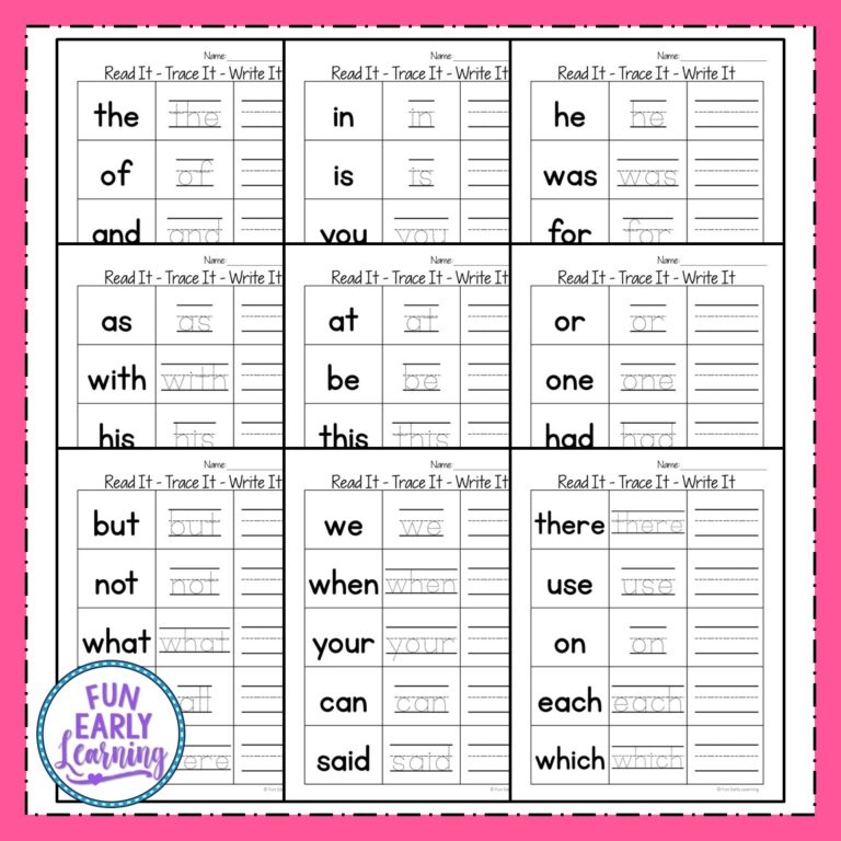 Read It Trace It Write It Fry s First 100 Sight Words Fun Early Learning