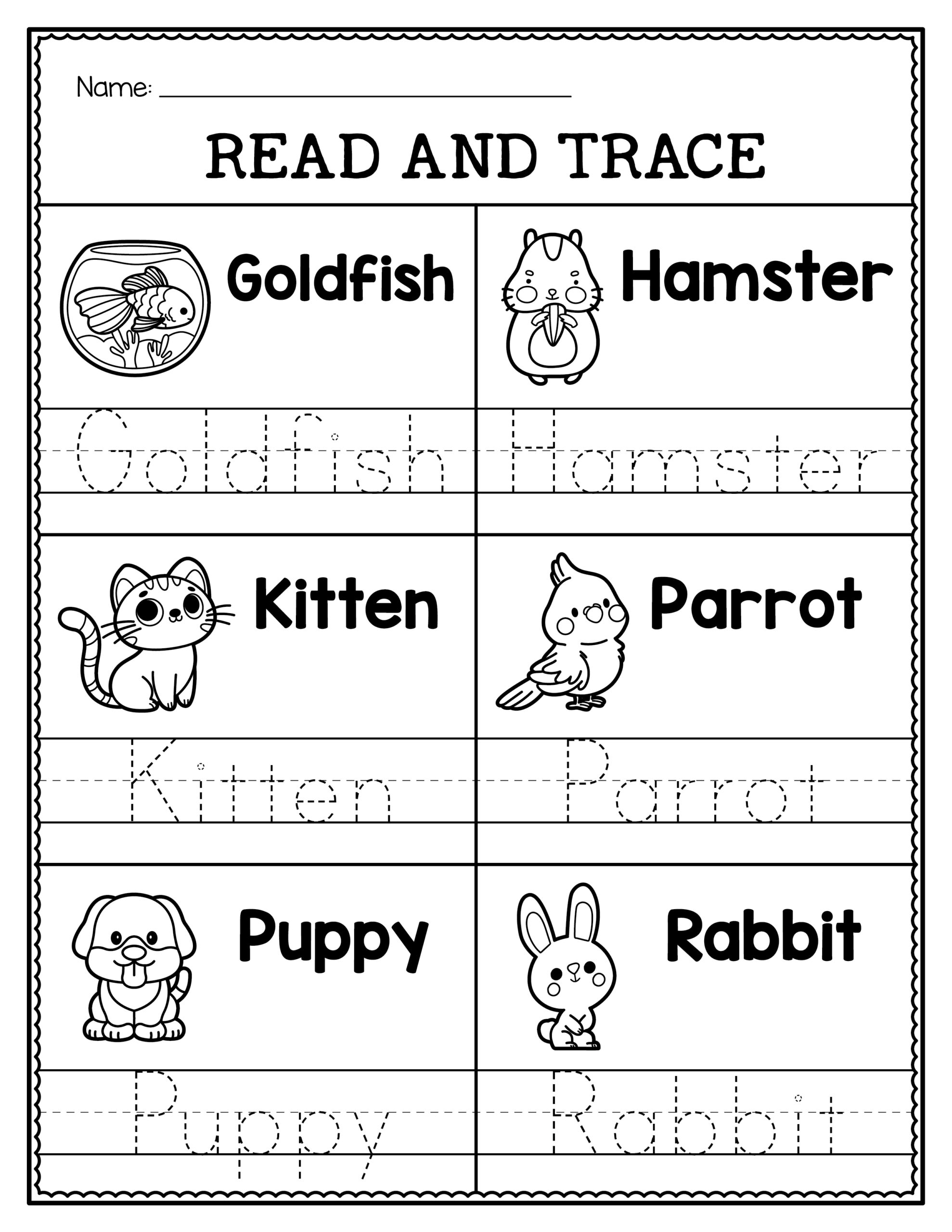 Word Tracing Worksheets For Kindergarten