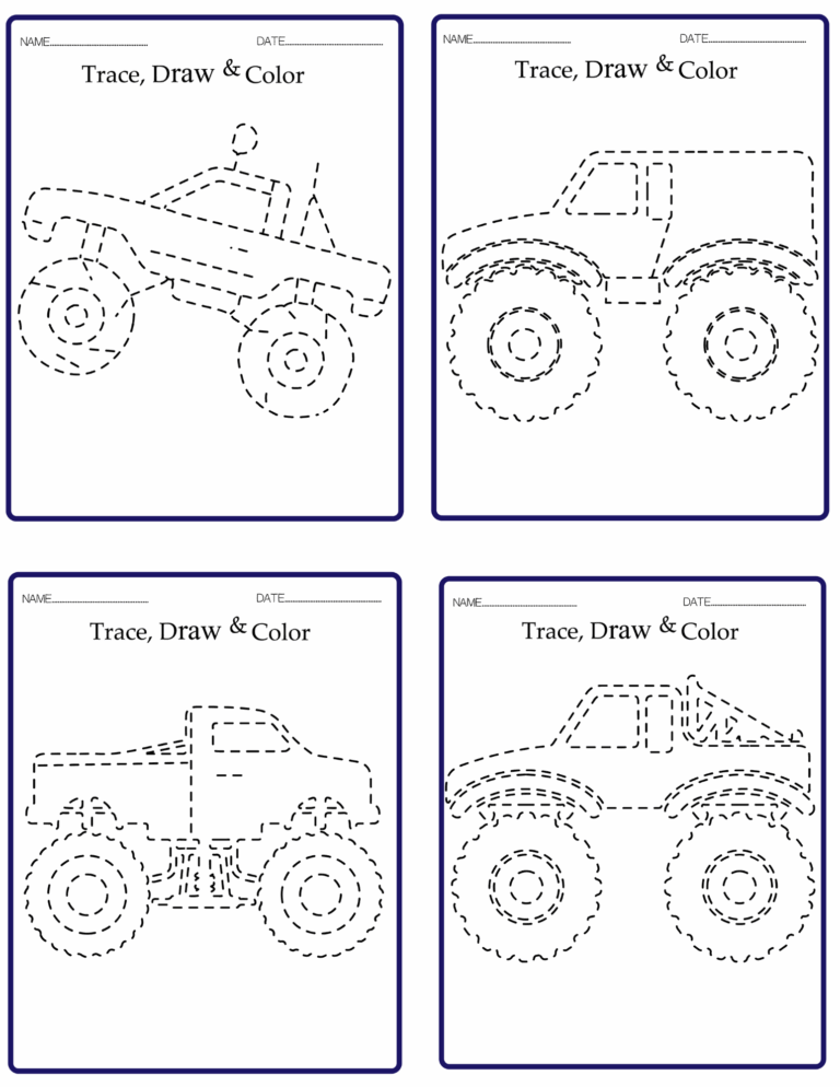 Revving Up Learning Fun Monster Truck Tracing Activity For Kids
