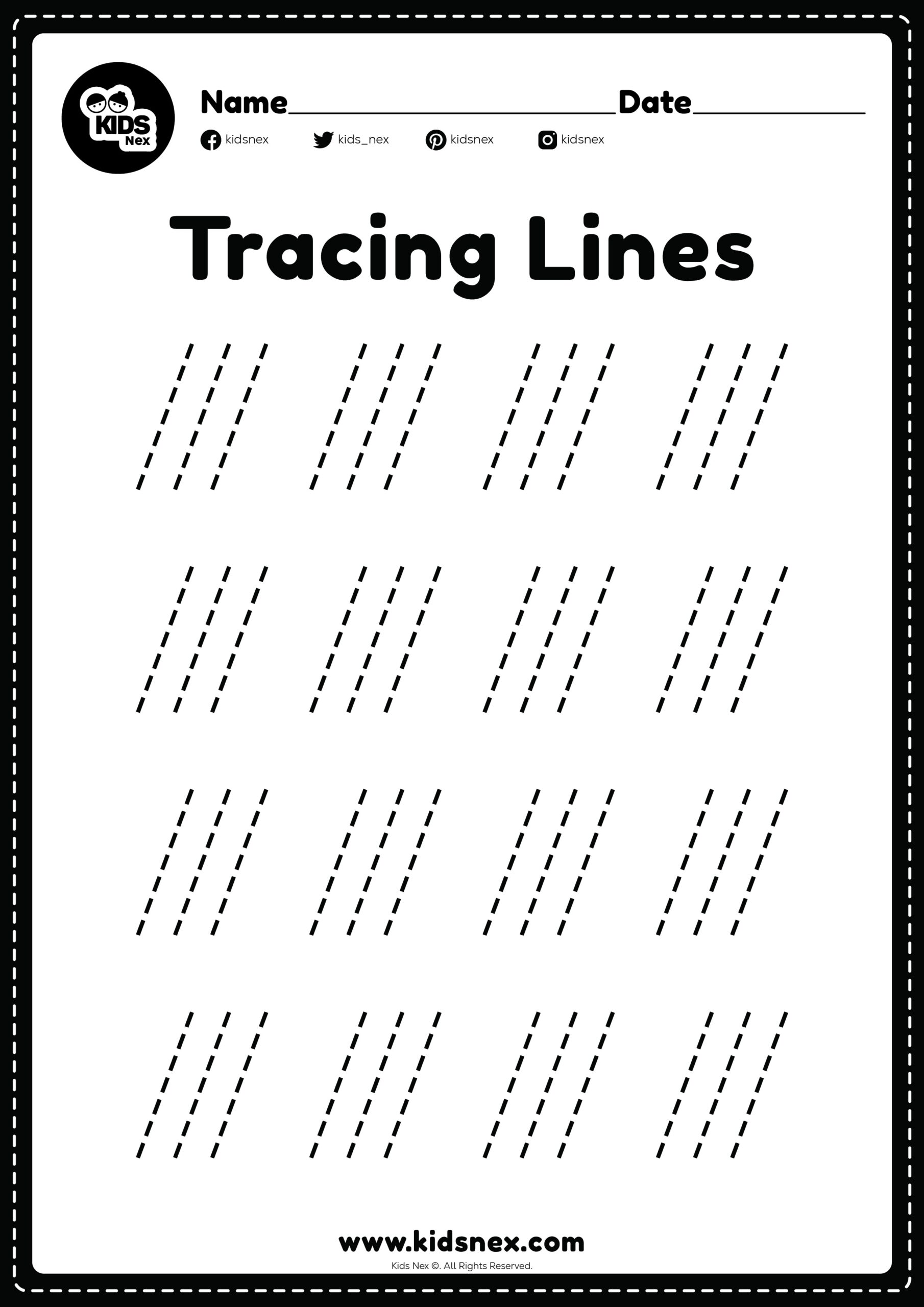 Right Slanting Line Worksheet Free Printable PDF
