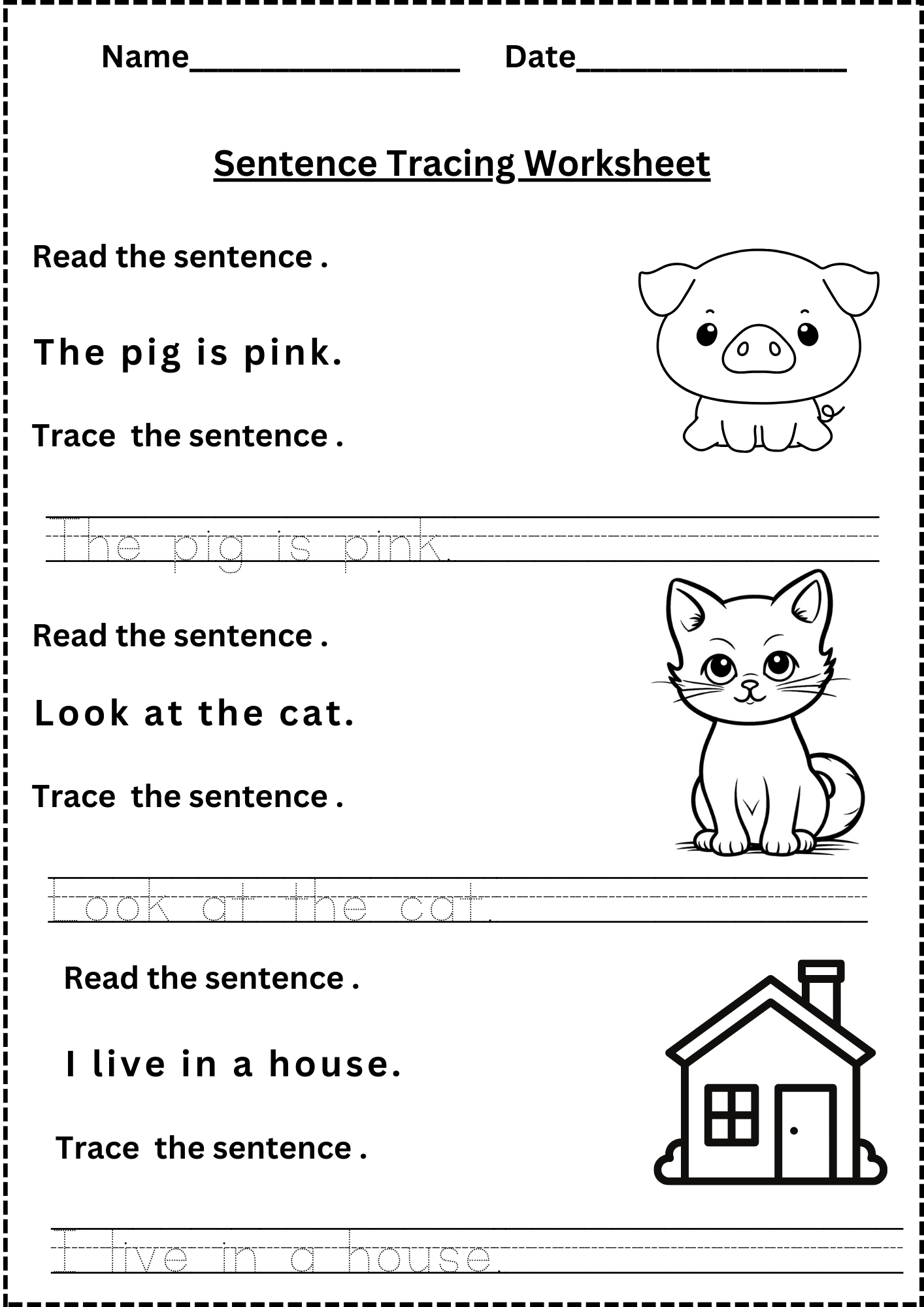 Sentence Writing Practice Worksheets Kindergarten