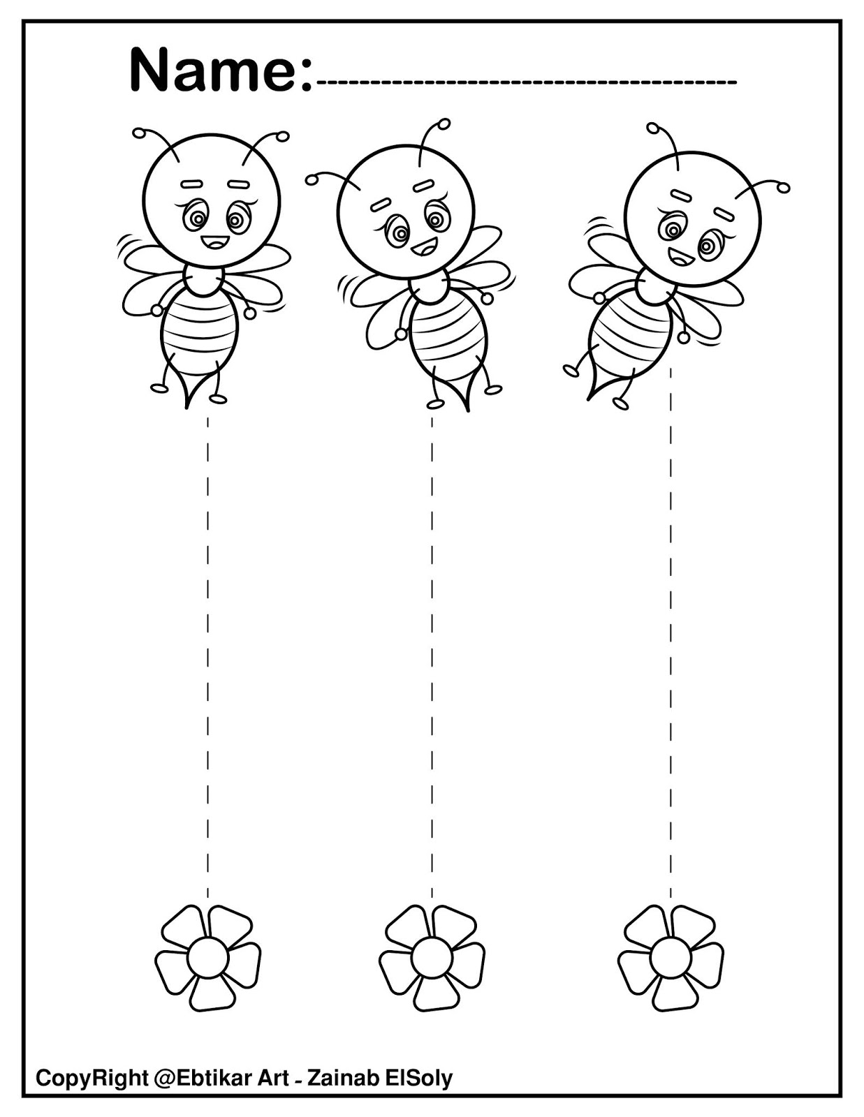Set Of Fine Motor Tracing Bee Activity
