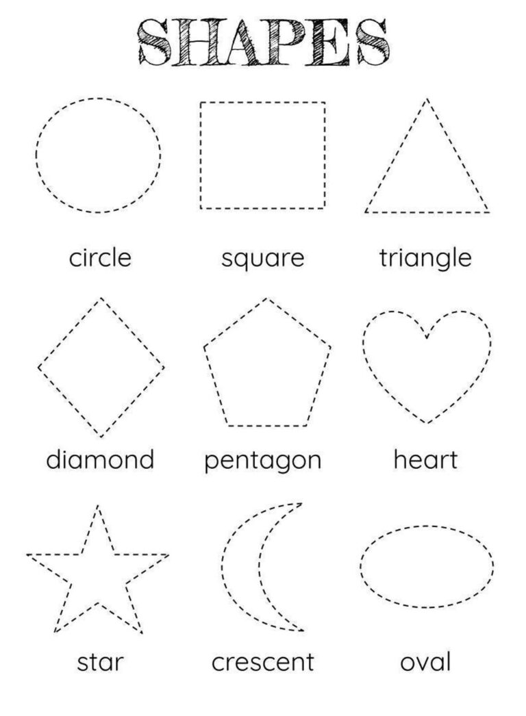 Shape Tracing Worksheet For Kindergarten Preschool Learn To Trace Shapes Montessori Activity Easy Printable Back To School Worksheet Etsy
