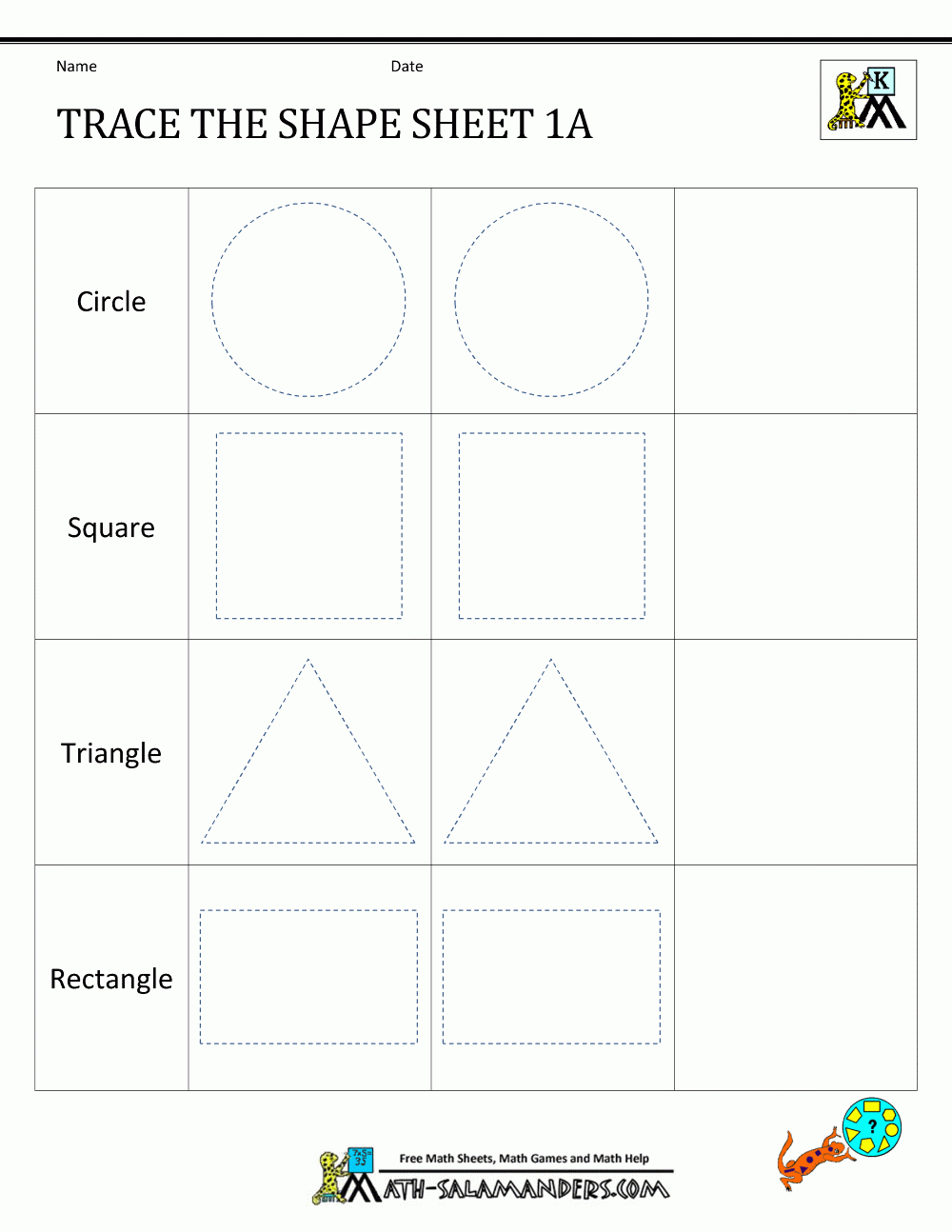 Shape Tracing Worksheets Kindergarten