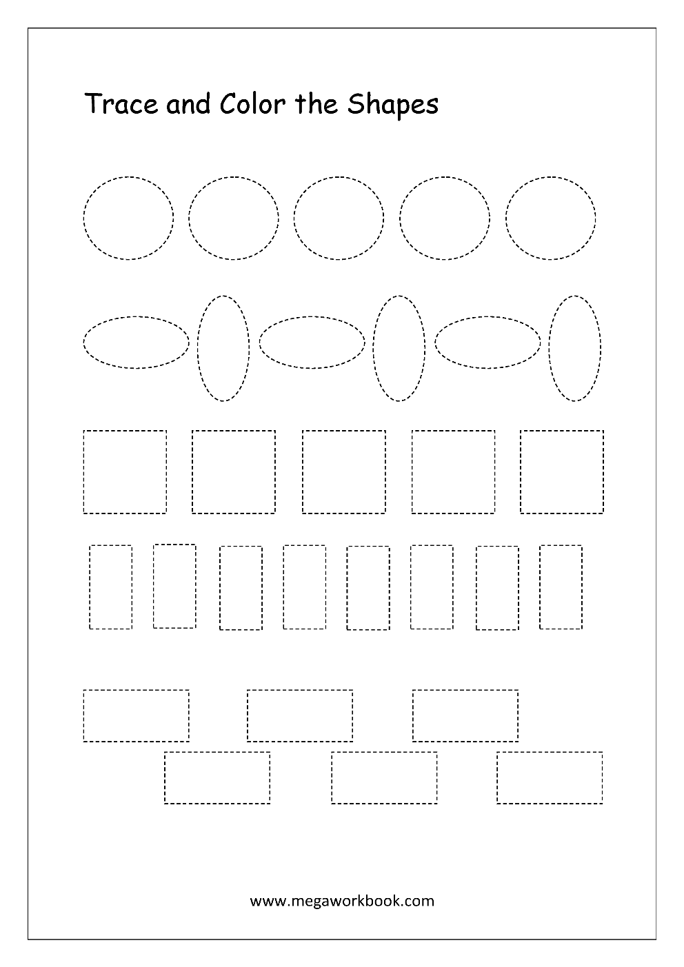 Tracing Worksheets Kindergarten Printable Traceable Shapes