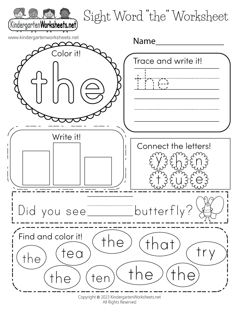 Kindergarten Worksheets Tracing Words