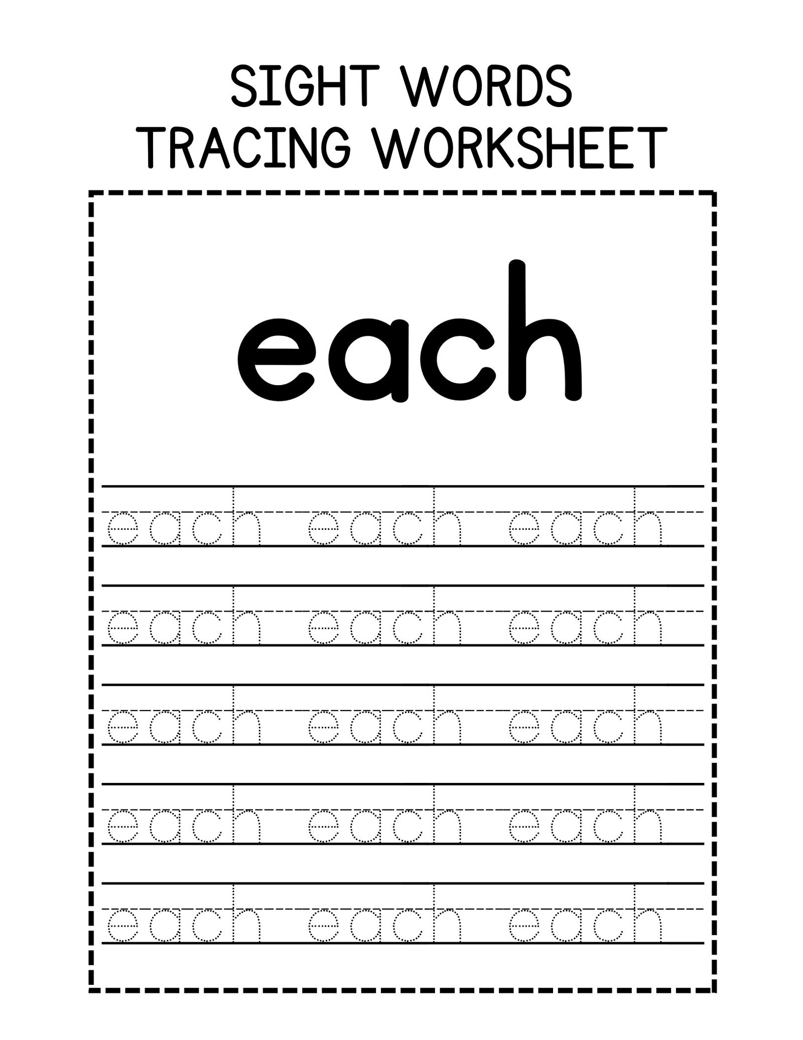Free Printable Sight Word Tracing Worksheets