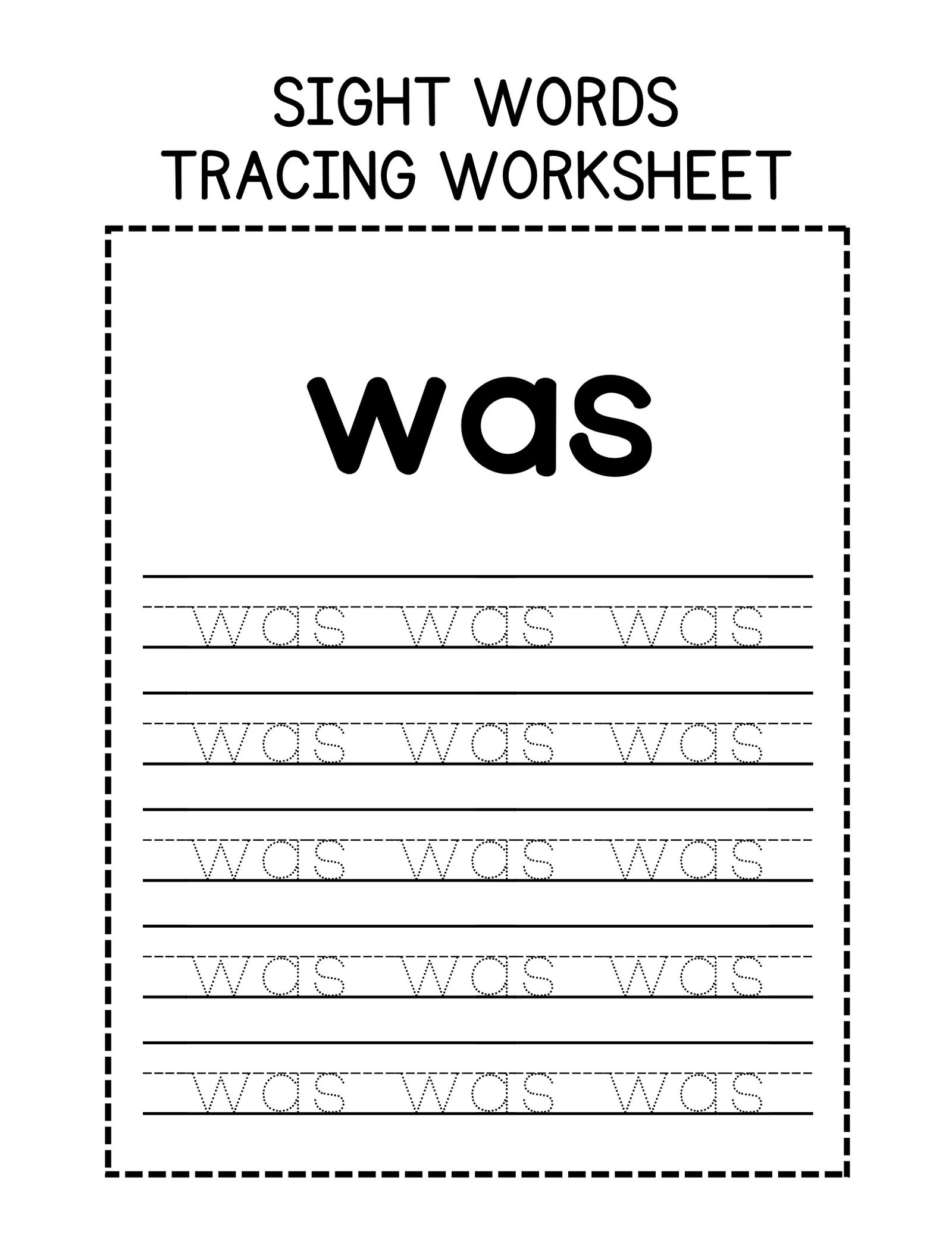 Printable Sight Words For Preschoolers Tracing