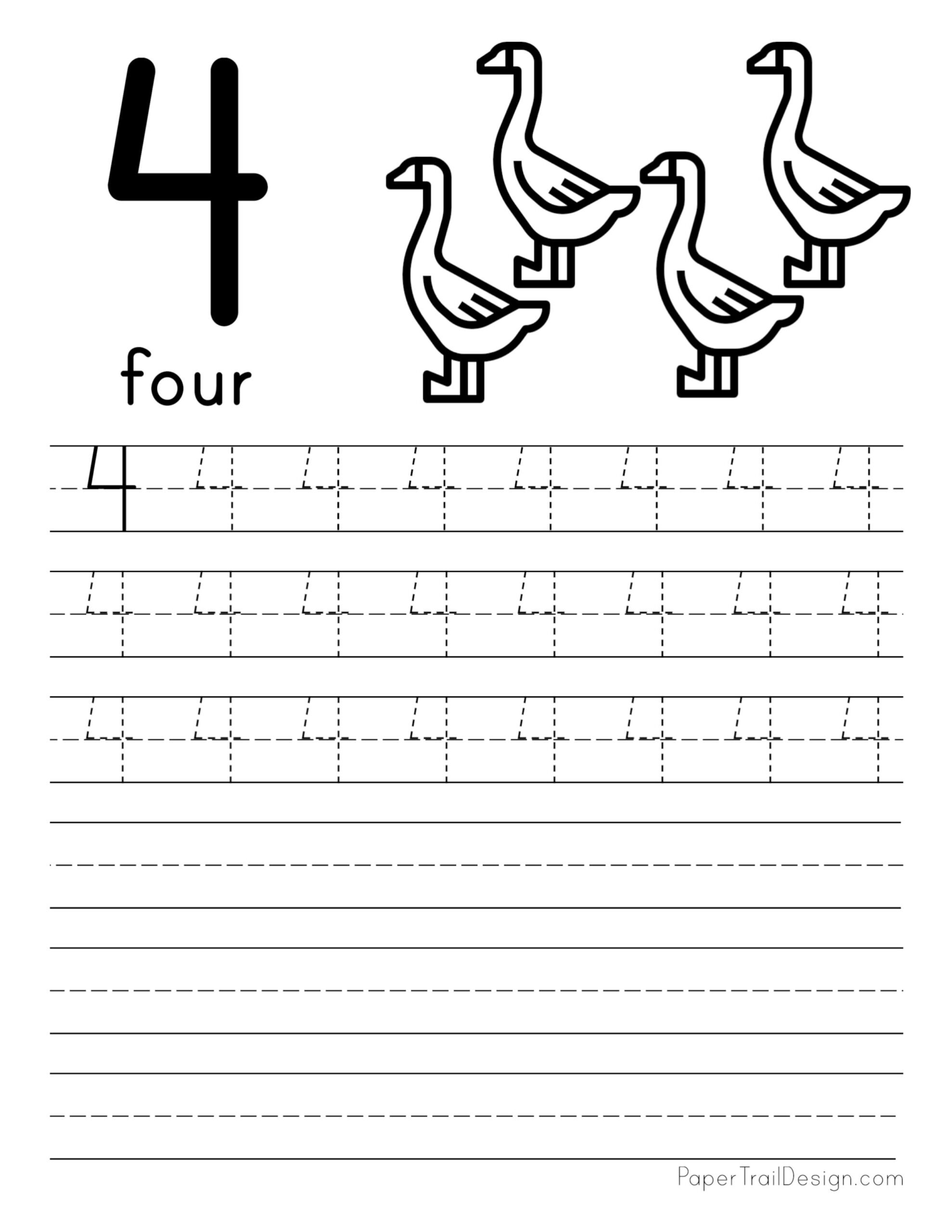 The Number 4 four K5 Learning Worksheets Library The Number 4 four K5 Learning Worksheets Library