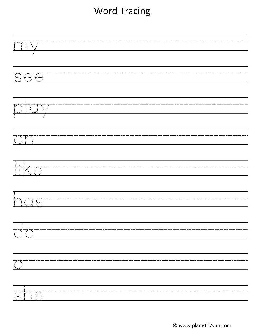 Third List Kindergarten Words Tracing Planet12sun