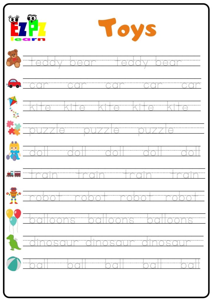 Word Tracing Worksheets For Kindergarten Pdf