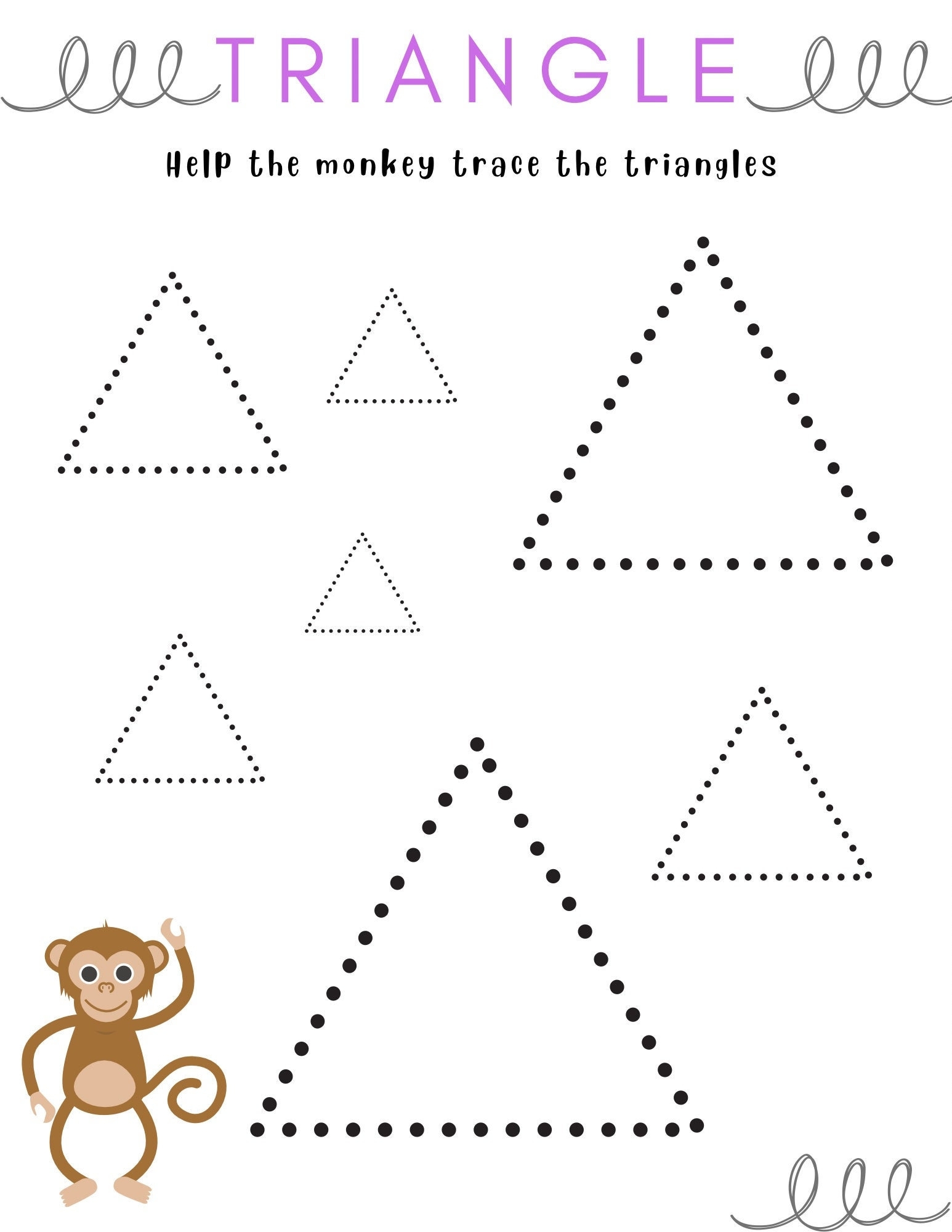 Trace The Triangles Worksheet Etsy