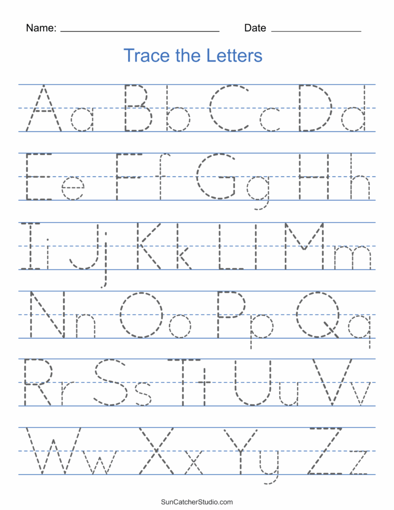 Tracing Alphabet Letters Printable Handwriting Worksheets Free 