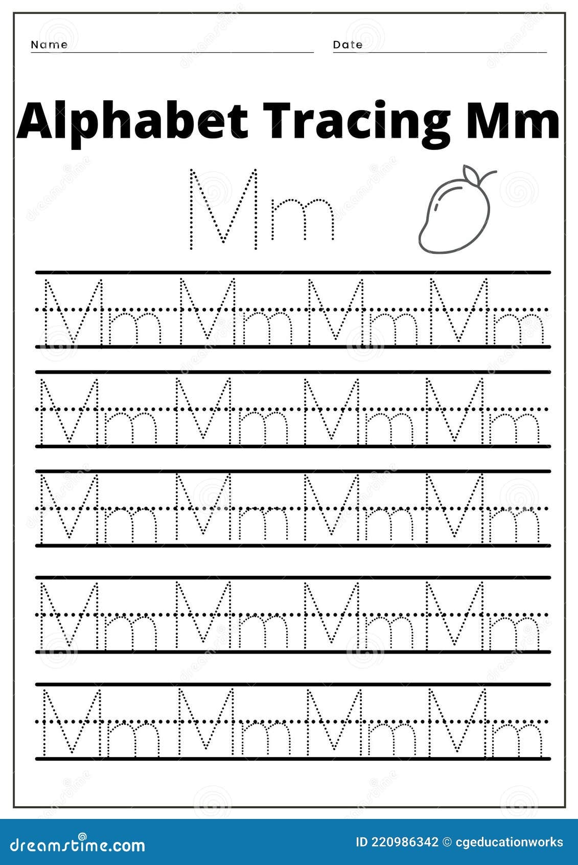TRACING ALPHABET Mm Worksheet Stock Vector Illustration Of Activity Letter 220986342