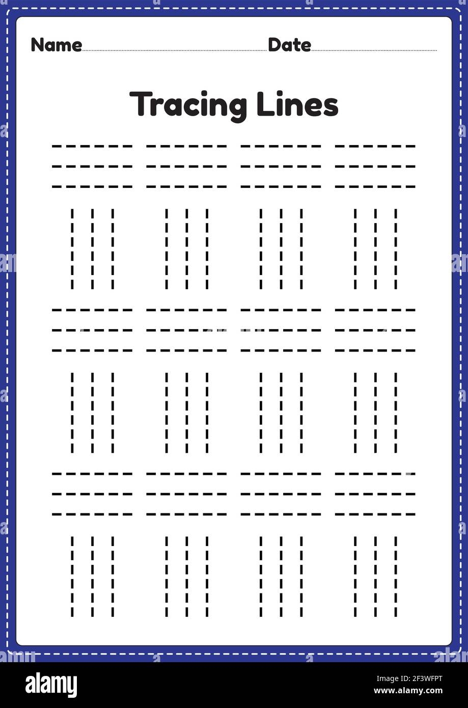 Tracing Lines Worksheet For Kindergarten And Preschool Kids For Educational Activities In A Printable Illustration Stock Vector Image U0026 Art Alamy