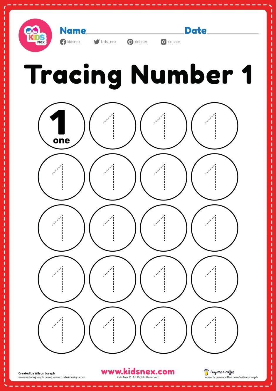 Free Printable Number 1 Tracing Worksheet Free Printable Number 1 Tracing Worksheet