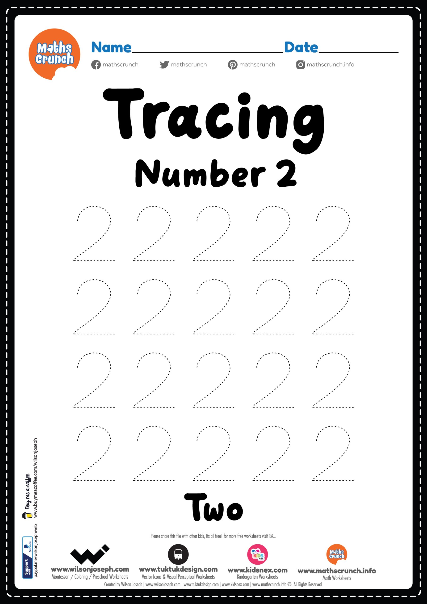 Tracing Number 2 Kindergarten Worksheet Free Printable PDF Tracing Number 2 Kindergarten Worksheet Free Printable PDF