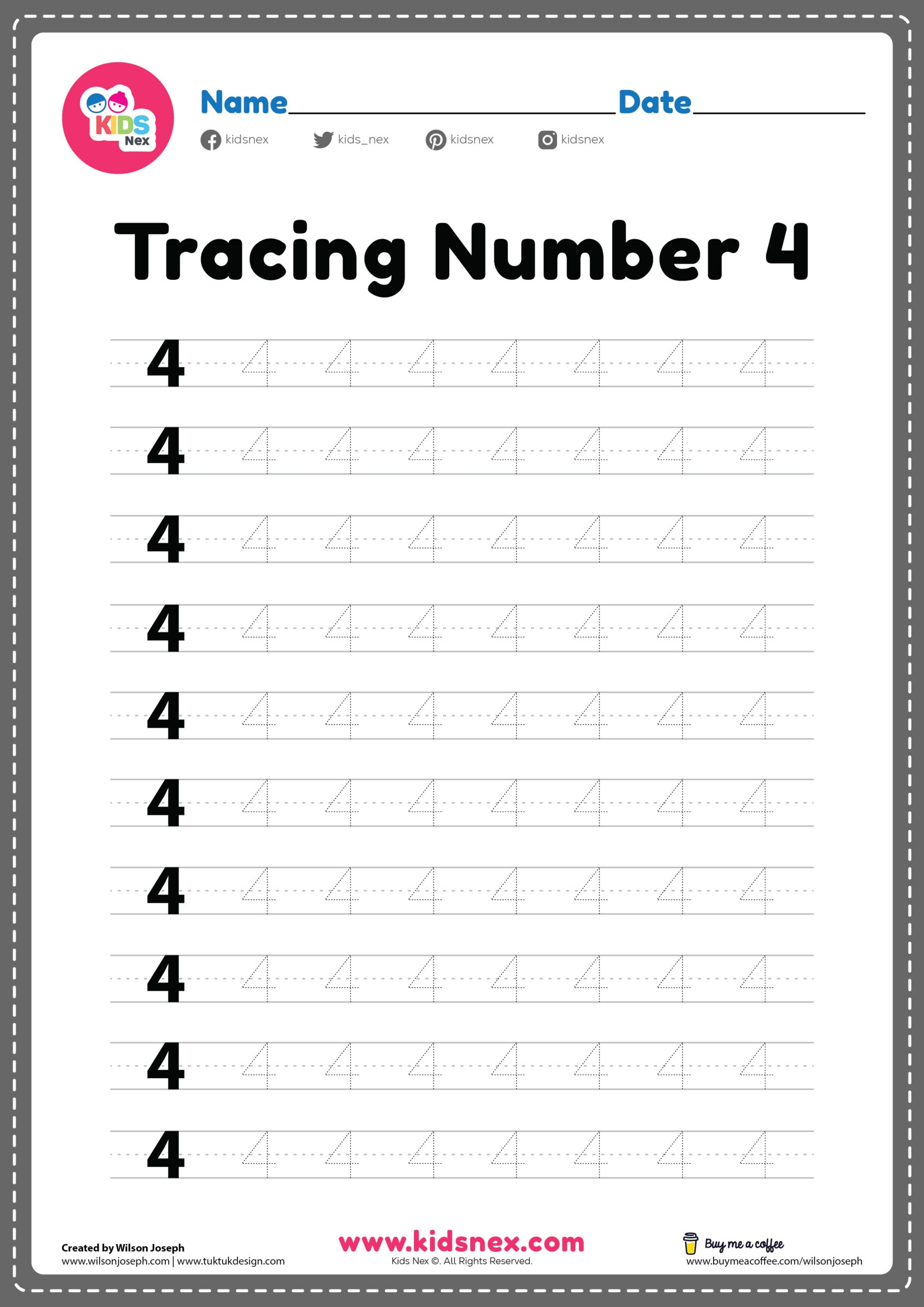 Tracing Number 4 Worksheet Free Printable PDF For Preschool Tracing Number 4 Worksheet Free Printable PDF For Preschool