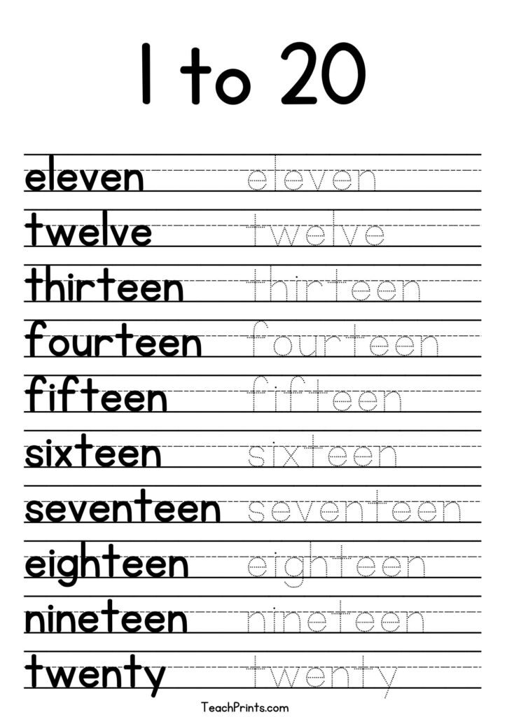Tracing Numbers 1 20 Worksheets Free Printable Pdfs Teach Prints