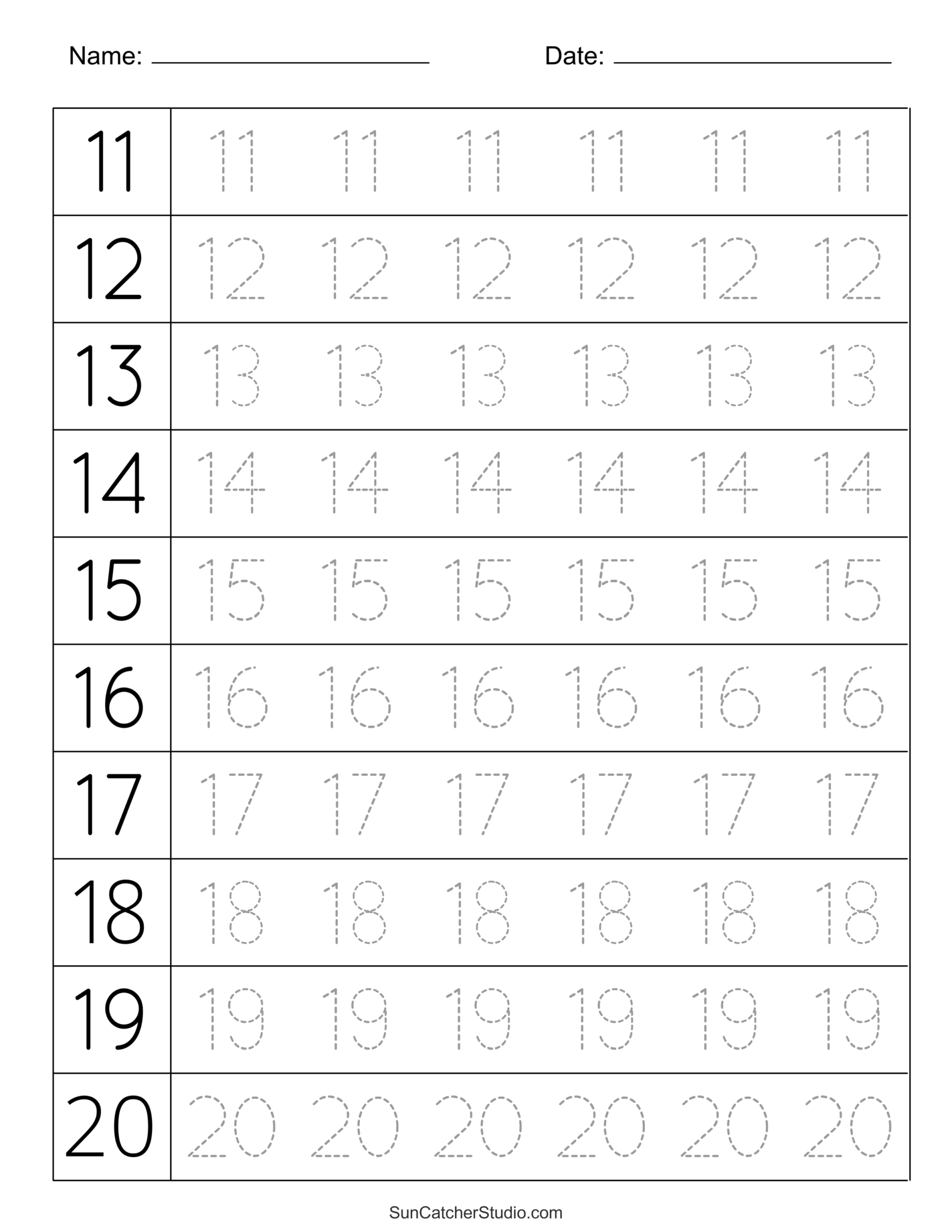 Free Printable Math Tracing Worksheets