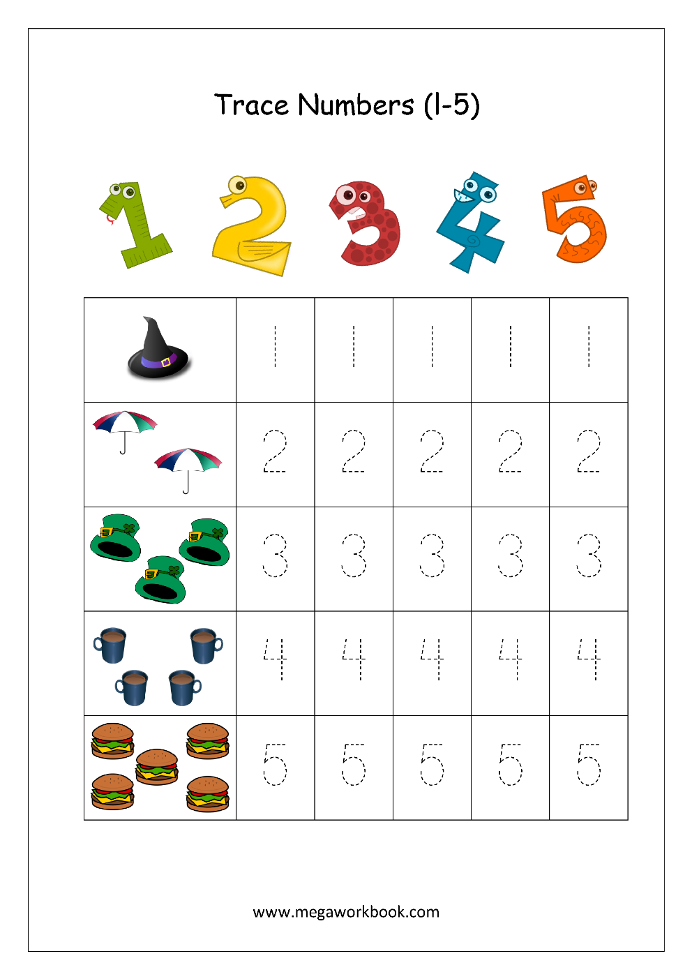 Tracing Numbers Number Tracing Worksheets Tracing Numbers 1 To 