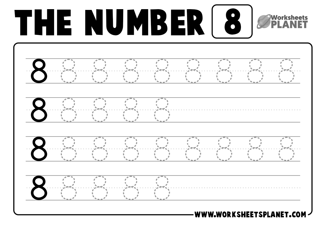 Free Printable Number 8 Tracing Worksheets