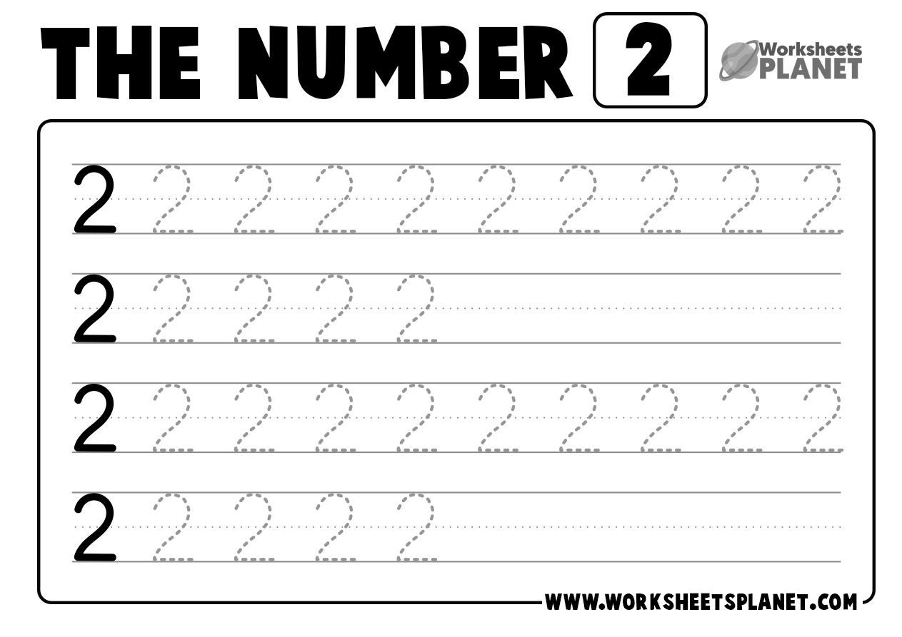 Free Printable Number 2 Tracing Worksheets