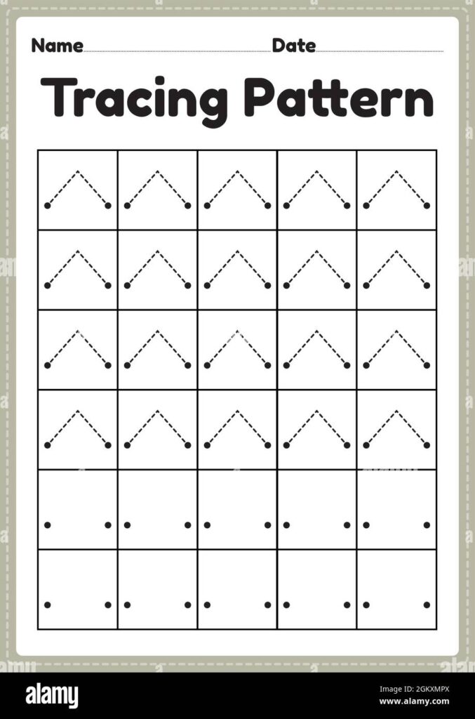 Tracing Pattern Lines Worksheet For Kindergarten Preschool And Montessori School Kids To Improve Handwriting Practice Activities In A Printable Page Stock Vector Image U0026 Art Alamy
