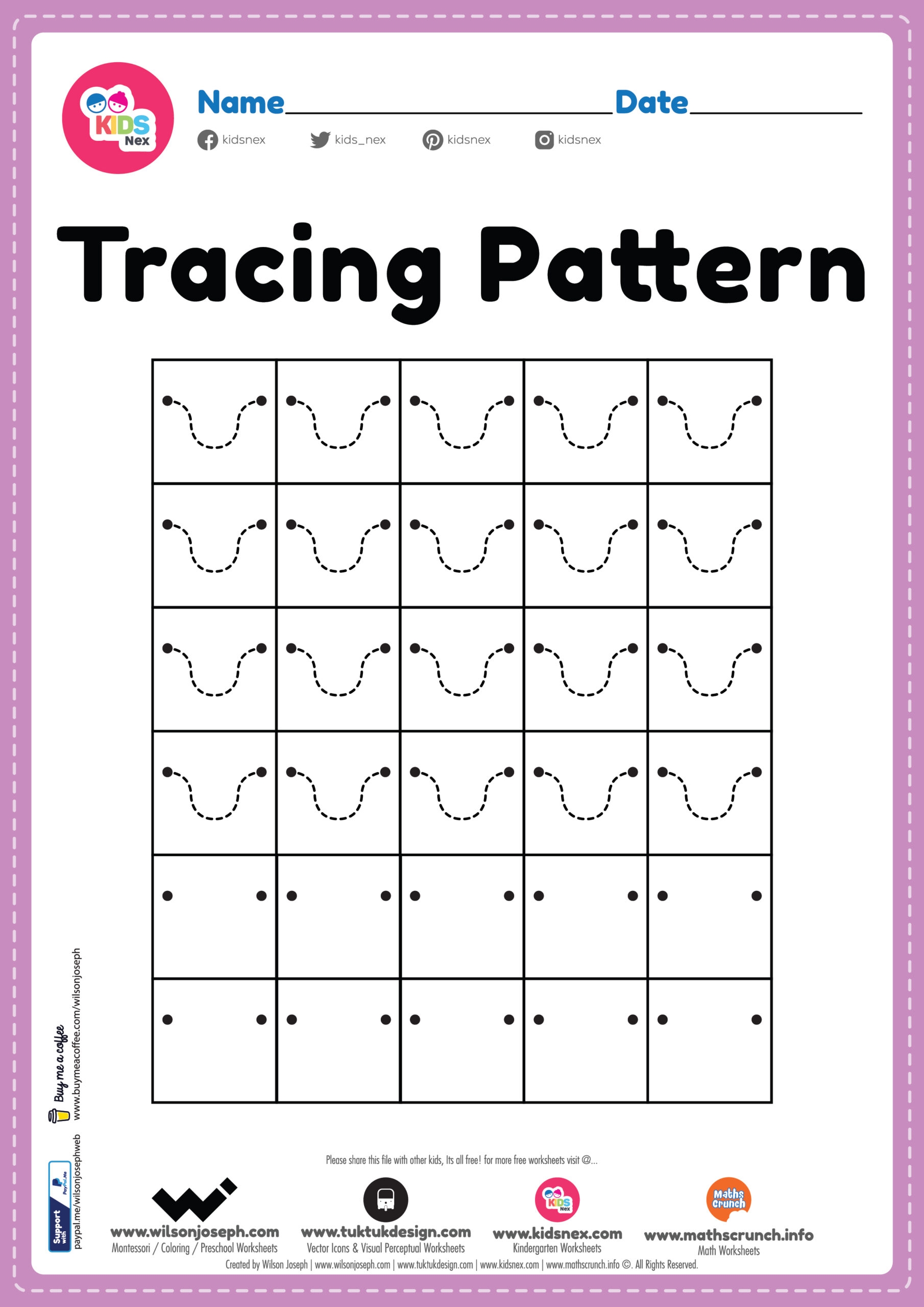 Tracing Pattern Wave Lines Worksheet Free Printable PDF
