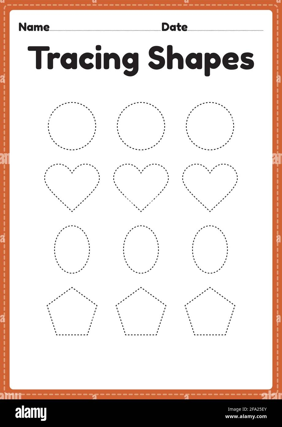 Tracing Shapes Worksheet For Kindergarten And Preschool Kids For 