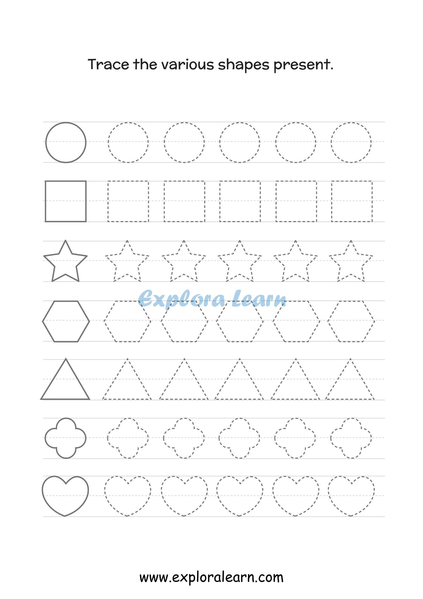 Tracing Shapes Worksheets For Preschool And Kindergarten 2 To 6 Years Kids Tracing Shapes Worksheets For Preschool And Kindergarten 2 To 6 Years Kids