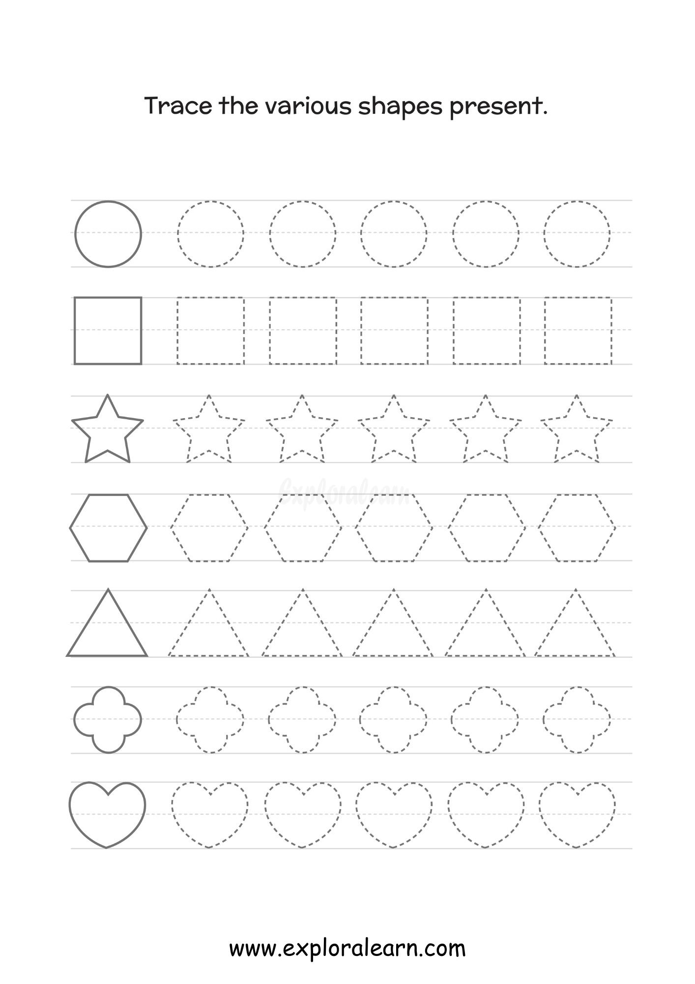 Free Printable Tracing Shapes Worksheets