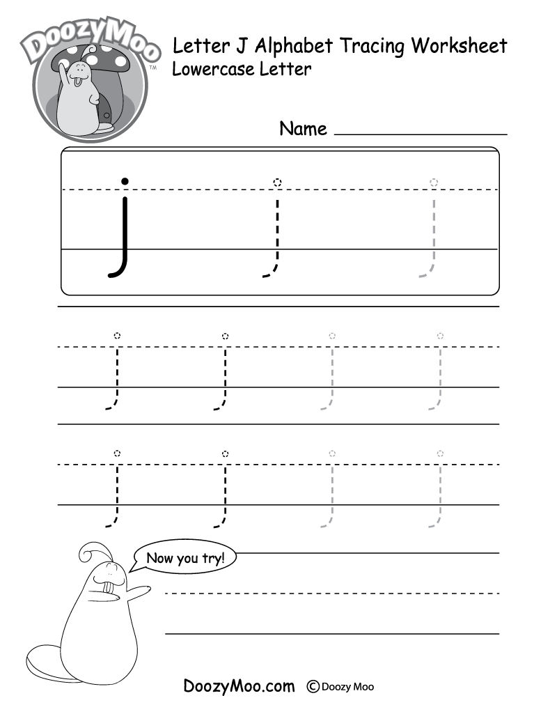 Uppercase Letter J Tracing Worksheet Doozy Moo