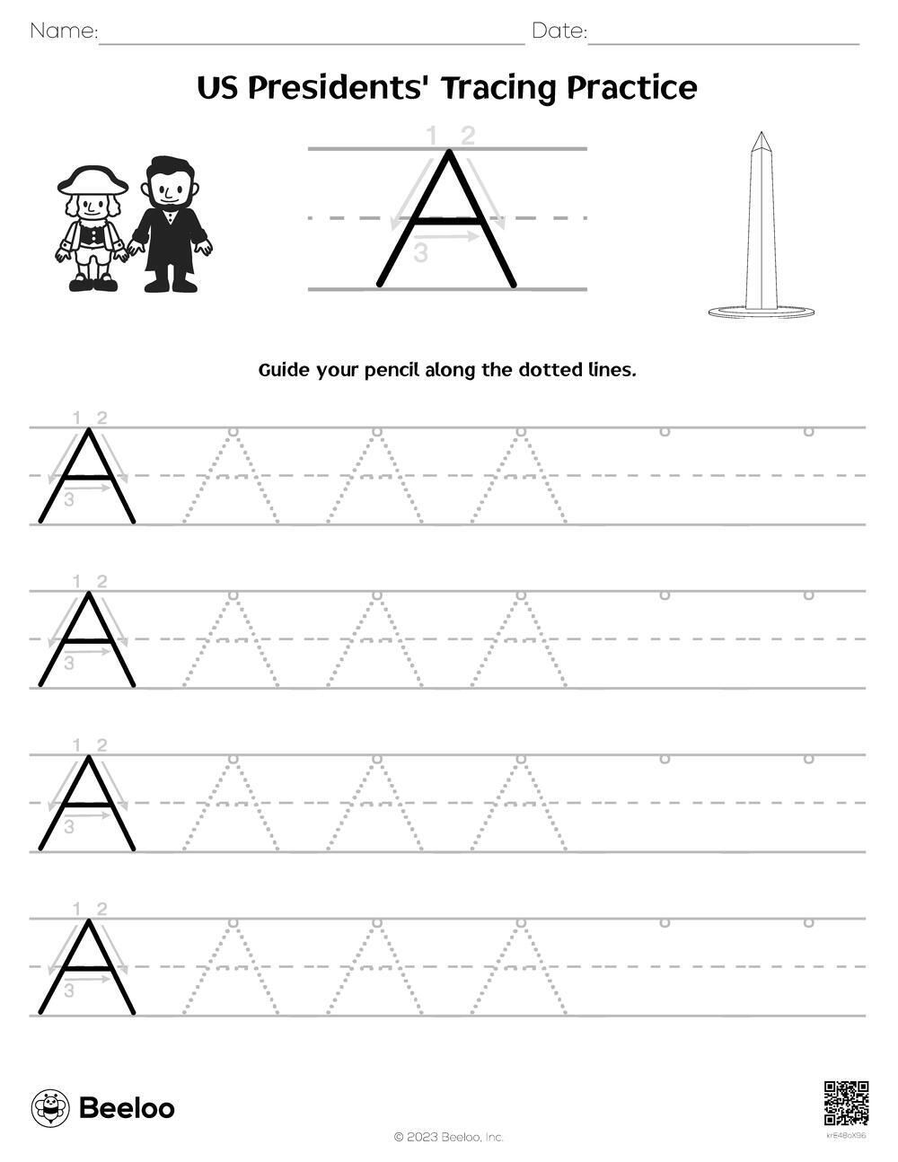 US Presidents Tracing Practice Beeloo Printable Crafts And Activities For Kids