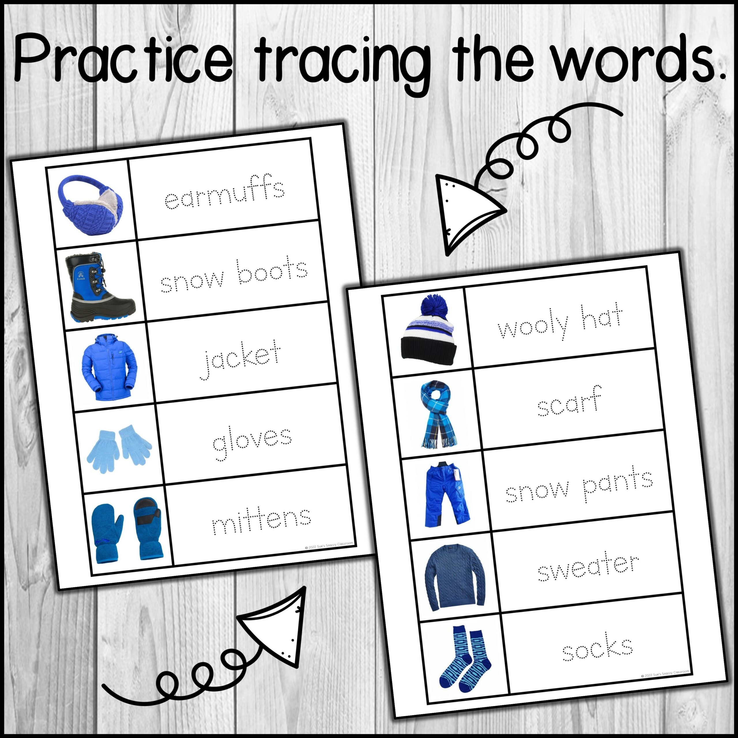 Winter Vocabulary Word Wall Cards Winter Tracing And Writing Center